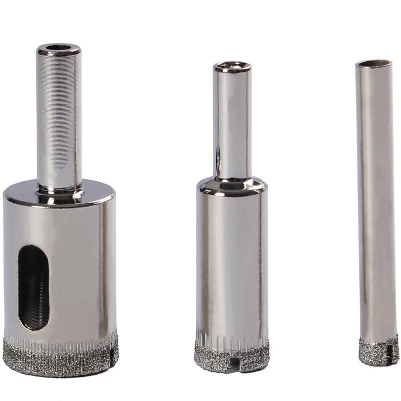 Drilax Diamond Drill Bit Set (3-Pc: 1/4", 1/2", 3/4") | for Ceramic, Porcelain Tile & Glass | Granite Hole Saw for Countertops & RO Filters | Multi-Material Diamond Coated Bits - Image 1